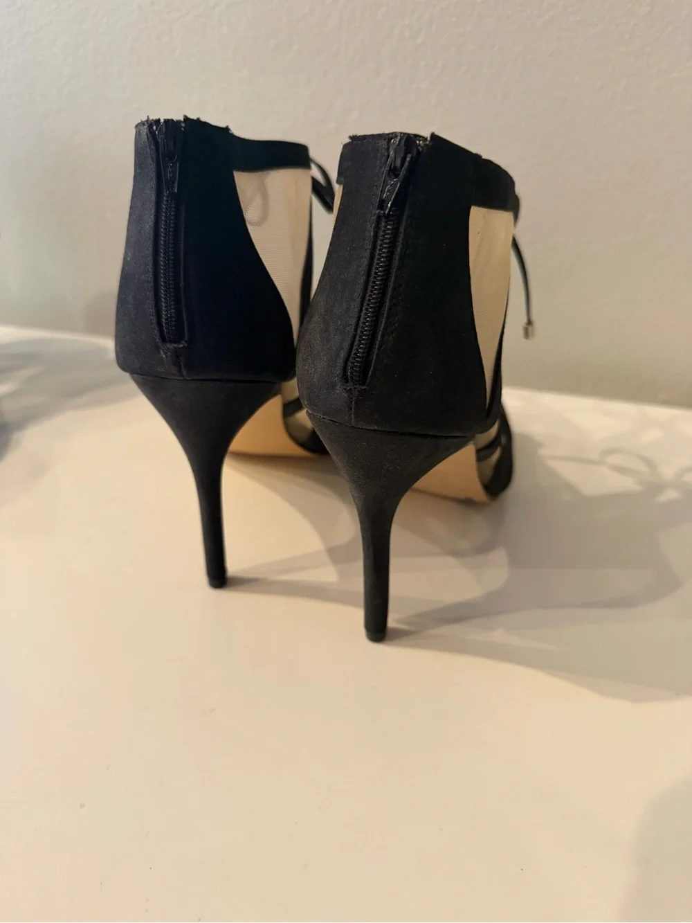 Nina New York Black Lace-Up Mesh High Heel Sandals Size 9M